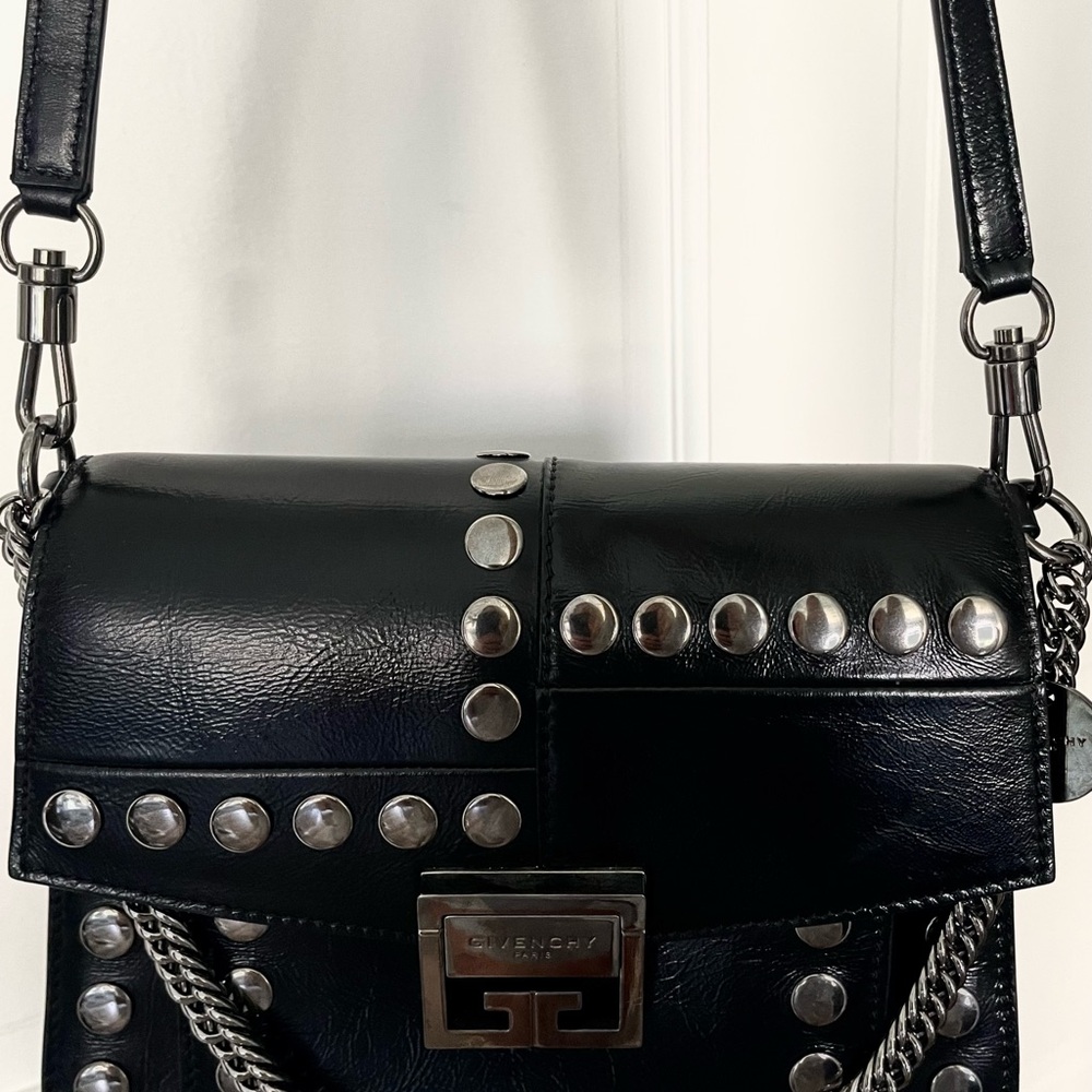 Givenchy Black and Silver Crossbody Bag with Studded Details